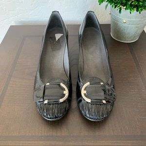 Stuart Weitzman Black Patent Leather Wedge Flats